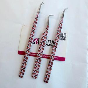 Melon Pattern Eyelash Tweezers Stainless Steel Precision Tip 45/90 Degree Coated Design for <b>Lash</b> Extensions - Product Image 5