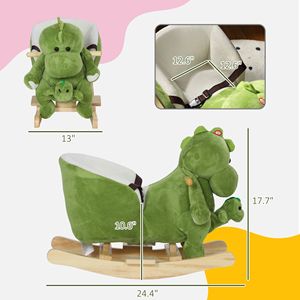 Grande Dinosauro Cavalcabile con Cintura di Sicurezza, 32 Canzoni e Marionetta per Bambini 18-36 Mesi - Verde - Product Image 3