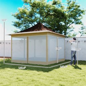 Abri de pluie marron, tente pergola pour jardins et terrasses, auvent de jardin et gazebo - Product Image 6