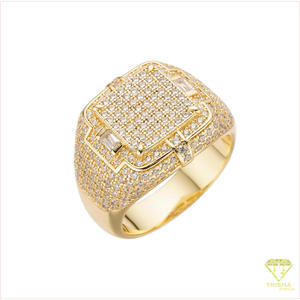 Lab Grown Diamond 925 Sterling Silver <b>Mens</b> Luxury <b>Ring</b> With Raised Square Center And Surrounding Stone Design For Retailers - Product Image 2