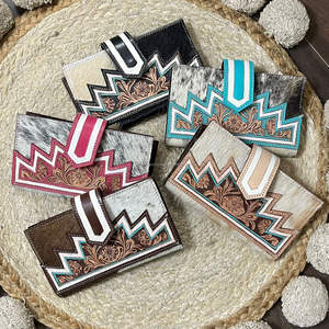 Nueva Llegada, Cartera de Cuero Genuino para Mujer, Diseño Floral con Pelo de Vaca, Monedero, Tarjetero - Product Image 4