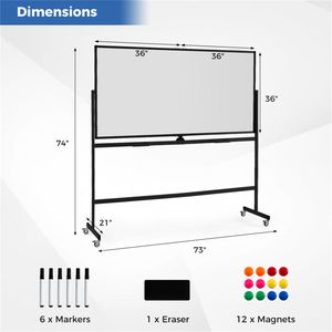 Lavagna Magnetica Girevole a 360 Gradi a Doppia Faccia 182,88x91,44cm con Ruote - Categoria Prodotti Lavagne - Product Image 3