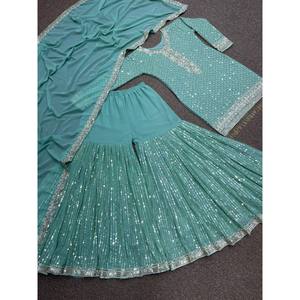 Beautiful <b>Party</b> Wear <b>Top</b> with Sharara and Dupatta Size 2XL - Product Image 2
