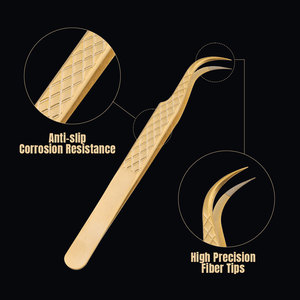 Pinces professionnelles pour extensions de cils, antidérapantes, en acier inoxydable, à pointe en fibre, pour volume, avec logo personnalisé, qualité salon - Product Image 4