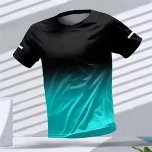 Camiseta Deportiva de Tenis para Hombre, Cuello Redondo, Manga Corta, Color Degradado, Absorbe la Humedad, Ajuste Atlético, 100% Poliéster - Product Image 1