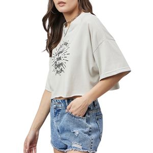 Camiseta Corta Oversize para Mujer, con Estampado Gráfico Personalizado, Estilo Casual Holgado, Top de Algodón, Venta al Por Mayor OEM - Product Image 2