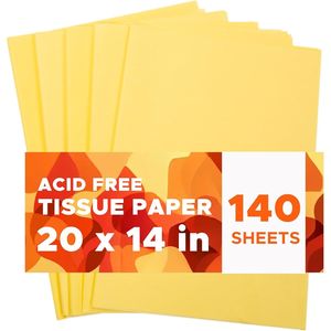 140 Fogli di Carta Velina Gialla 14 X 20 Pollici, Carta da Regalo per Matrimoni, Compleanni, Progetti Fai-da-Te e Artigianato - Product Image 1