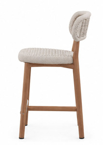 Chaise de bar en rotin de style européen moderne avec structure en bois naturel pour salon, table de bar et intérieur minimaliste. - Product Image 6