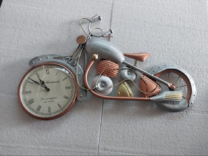 Iron Multicolor <b>Clock</b> Bike <b>Wall</b> Decor Metal <b>Wall</b> Art, Size: 52X28 - Product Image 1