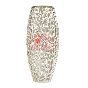 Vase de table en métal argenté pour salon Meilleure vente Décoration de mariage de qualité supérieure Vase à fleurs en métal coulé au sable Meilleur vendeur - Product Image 5
