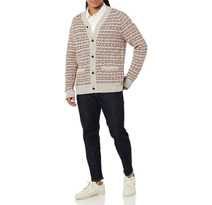 Nouveau cardigan en tricot respirant à séchage rapide pour homme, motif géométrique, laine de haute qualité, hiver, OEM/ODM, logo frontal personnalisable - Product Image 1