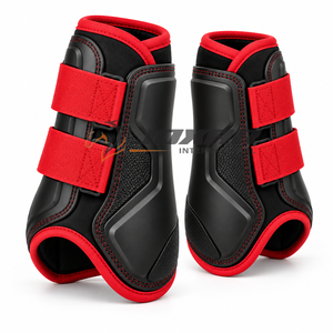 Bottes de brossage pour chevaux fiables avec attaches à crochets sécurisées, rembourrage doux et construction durable pour les chevaux actifs pendant la course. - Product Image 4