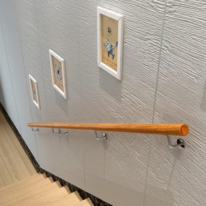 Rampe d'escalier en chêne blanc massif, fixation murale, design traditionnel, support robuste, utilisation intérieure et extérieure - Product Image 2