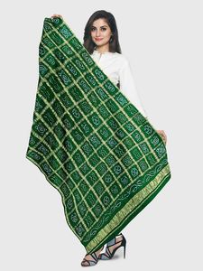 100% Pure Gaji Silk Bandhani <b>Dupatta</b> | Hand Tie Dye Bandhej <b>Scarf</b> | Indian Traditional Ethnic Wear - Product Image 3