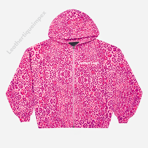 เสื้อฮู้ดซิปพิมพ์ลายเสือดาว ผ้าฝ้าย 100% GSM หนัก ดีไซน์สตรีทแวร์แบบกำหนดเอง รับผลิตแบบ DTF, DTG, สกรีน, พัฟสกรีน รับผลิตแบบ OEM ODM ขายส่งจำนวนมาก - Product Image 3