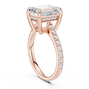 <b>Rose</b> Gold Oval Cut Diamond Engagement Ring With Side Stones Lab Grown Diamond Wedding Jewelry for Women <b>Rose</b> Gold Emerald Cut - Product Image 2