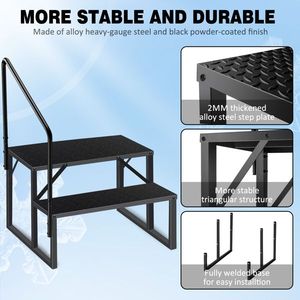 Pegangan tangga kolam Anti selip, 2 langkah kapasitas beban 660 lb untuk tanah RV mobil rumah tangga desain lengkungan tinggi untuk akses mudah - Product Image 3