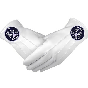 Guantes Deportivos Masónicos de Algodón Blanco con Logotipo Amarillo Impreso por Transferencia de Calor, Largura hasta la Muñeca, Estilo Sencillo, para Primavera y Otoño - Product Image 6