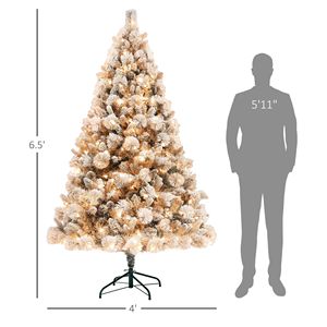 Albero di Natale Artificiale Pre-Illuminato con Luci Trasparenti, Effetto Neve, Base in Metallo, Albero Pieghevole con Luci Natalizie - Product Image 6