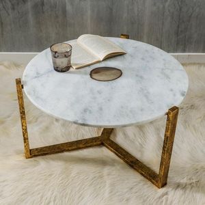 Mesa de centro decorativa con acabado de mármol, mesa de centro con base geométrica, mesa de centro artística, mesa de centro elegante, mesa de centro moderna - Product Image 1