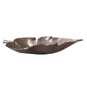 Bandeja Decorativa Moderna de Aluminio con Diseño de Hojas, Forma Redonda, Tema de Plantas, para Decoración Navideña del Hogar - Product Image 4