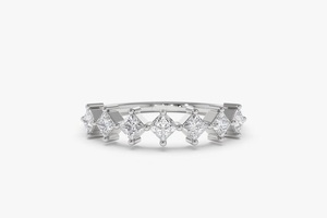 Anillo moderno de moissanita con corte princesa y siete piedras para mujer, plata 925 con baño de rodio, regalo para pareja - Product Image 2