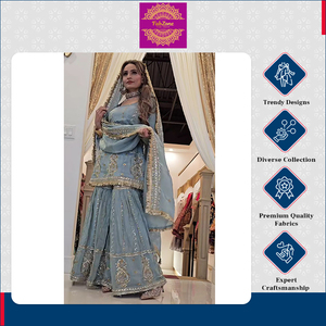 Ropa Étnica de Alta Calidad con Diseño Moderno y Elegante, Bordes Decorativos, Estilo Holgado y Largo hasta el Suelo, Kurti Sharara para Mujer - Product Image 5