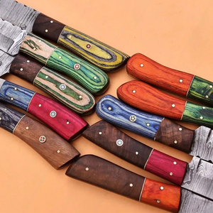 Couteau de camping Damas artisanal de qualité supérieure, neuf, de qualité industrielle - 10 pouces, garantie 3 ans, manche en bois et cuir - Product Image 2