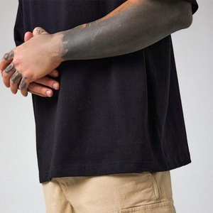 <b>Black</b> Tee Cotton Oversized <b>Mens</b> T <b>Shirt</b> Round Neck <b>Short</b> <b>Sleeve</b> Loose Fit Casual Streetwear Fashion Basic Tee - Product Image 2