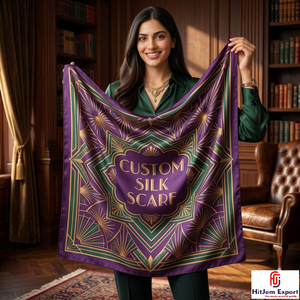 Foulard carré tendance imprimé sur mesure effet soie, châle, écharpe, fabricant et fournisseur de textiles OEM ODM à marque privée - Product Image 1