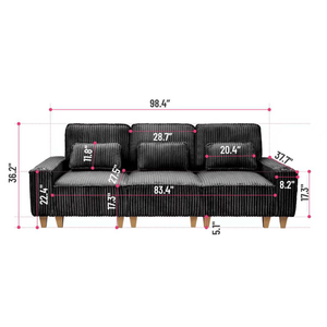 โซฟาผ้ากำมะหยี่ 3 ที่นั่ง รุ่นโมเดิร์น คอมฟอร์ท ที่นั่งลึก พร้อมที่วางแก้วสแตนเลสขัดเงา หมอนตกแต่ง 3 ใบ สำหรับห้องนั่งเล่น - Product Image 4