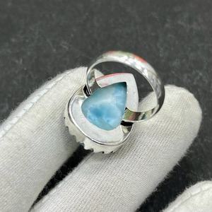 Anillo de Piedra Preciosa Larimar Raro, Corte Ovalado, Plata de Ley 925, Estilo Bohemio, Hecho a Mano, Certificado IGI, Todas las Tallas, Regalo para Ella - Product Image 6