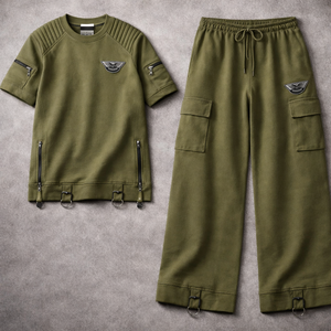 Nouveau survêtement unisexe personnalisé en polaire tissée respirante avec sweat à capuche et t-shirt, style streetwear - Product Image 2