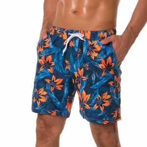 Shorts de Playa para Hombre con Estampado Floral, Secado Rápido, Cintura con Cordón, Estilo Casual con Bolsillos, Corte Medio - Product Image 6