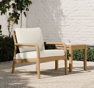 Sillón de Exterior Moderno de Madera de Teca con Mesa Auxiliar, Diseño Tropical Minimalista con Tejido de Cuerda, Impermeable y Ecológico para Sala de Estar - Product Image 1
