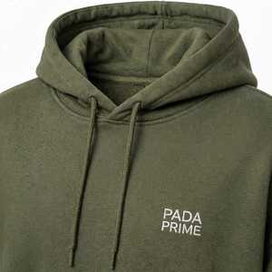 PADA PRIME Survêtement unisexe en coton vert olive avec capuche, poche avant et cordon de serrage, coupe ample, décontracté, pour l'automne - Product Image 5