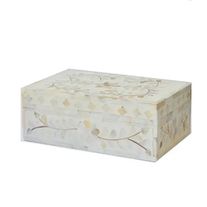 Boîte à bijoux artisanale en os incrusté de nacre, étui de rangement en gros - Product Image 4