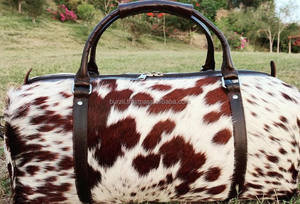 Sac de voyage en cuir véritable à poils, fermeture éclair, léger, grande capacité, bagage de voyage - Fait main, luxe LHODB-0153B - Product Image 4