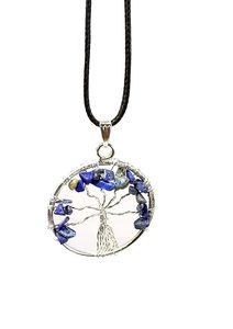 Collier avec pendentif en fil de lapis-lazuli Arbre de Vie – Pendentif en pierre précieuse naturelle avec cordon noir pour M - Product Image 5