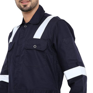 Twill Cotton Work Wear Coverall Suit Men Custom Drill Workwear Overall High Visibility Reflective Stripes Safety Uniform - Product Image 5