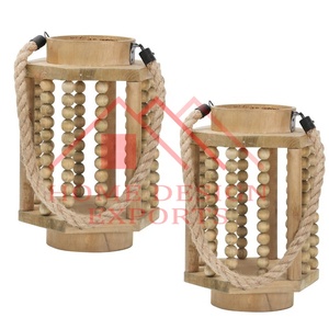 Linterna de vela colgante de madera de mango natural de gran tamaño para el hogar, hoteles y restaurantes, decoraciones, linterna de vela colgante de madera - Product Image 5