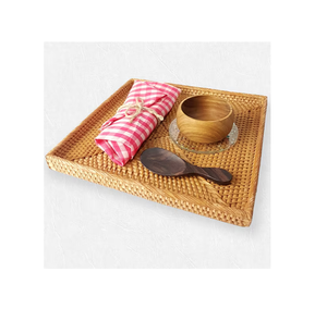 Superbe plateau rectangulaire décoratif pour la maison, fait main en bois et rotin, qualité supérieure et best-seller - Product Image 4