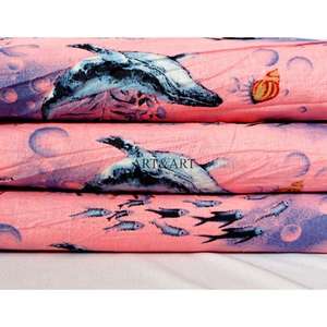Tissu en coton indien fait main en gros, imprimé poisson, tissu imprimé à la main au bloc, matière première pour la confection de robes, chemises africaines pour garçons - Product Image 1