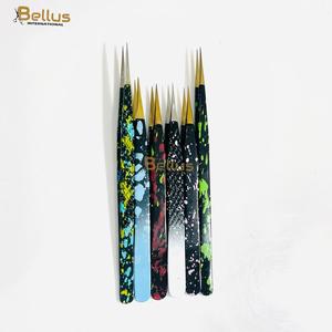 Bellus International Stainless Steel 6PCS <b>Lash</b> Tweezers Set Smooth Tip Powder Coated for Eyelash & Eyebrow OEM - Product Image 3