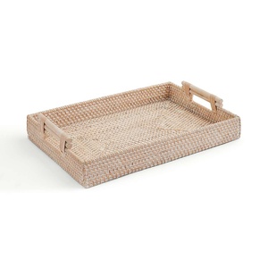 Plateau de présentation en rotin de luxe, plateaux de rangement de qualité supérieure, fabriqués à la main par des artisans. - Product Image 1