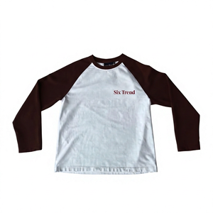 T-shirt à manches longues pour homme, blanc et rouge, manches raglan, coupe classique, col rond, jersey décontracté en coton, couleur unie, design simple - Product Image 3