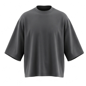 เสื้อยืดผู้ชายสีน้ำเงินกรมท่า ผ้าคอตตอนหนา สไตล์สตรีทแวร์ลำลอง คอกลม แขนสั้น ผ้าฝ้าย 100% แห้งเร็ว - Product Image 1