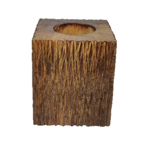 Wholesale Custom Dark Brown Wooden <b>Tealight</b> Candle Holder Handmade Pillar-Shape Home Decor with Vintage Design for Diwali - Product Image 1