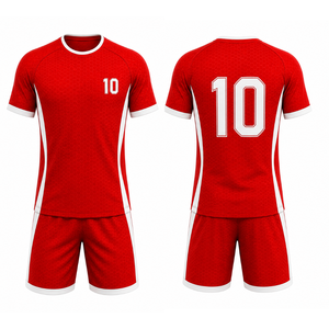 Ensemble d'uniformes de football pour hommes professionnels, séchage rapide, sublimation rouge et blanc, vêtements de sport d'entraînement - Product Image 3
