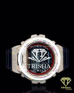 นาฬิกาเพชรโมอิสซาไนต์ VVS ประดับเพชรเรนโบว์แบบ Iced Out ตัวเรือนเงินแท้ 925 นาฬิกาดิจิตอลแบบ Iced Out - Product Image 4